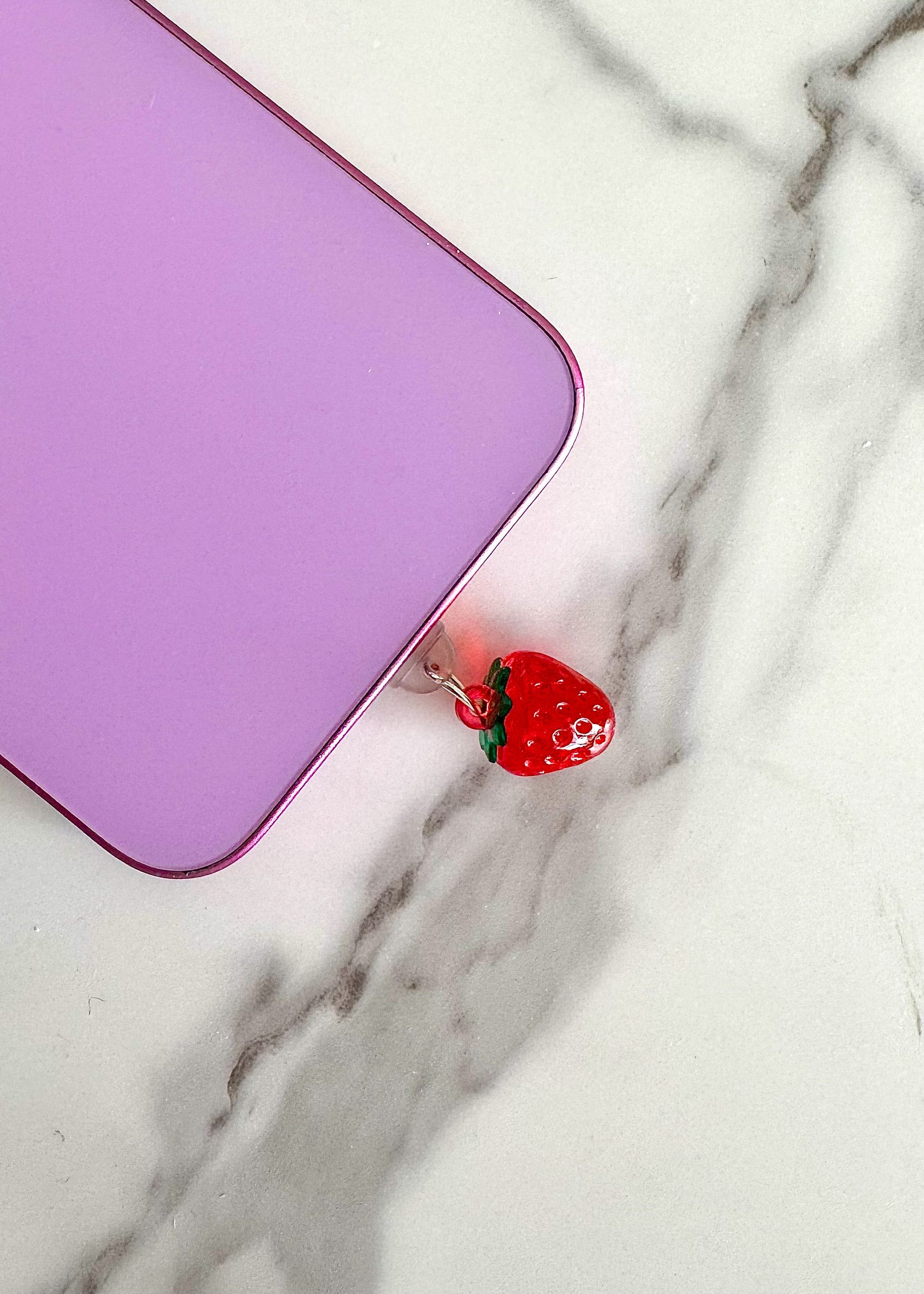 strawberry charge port charm