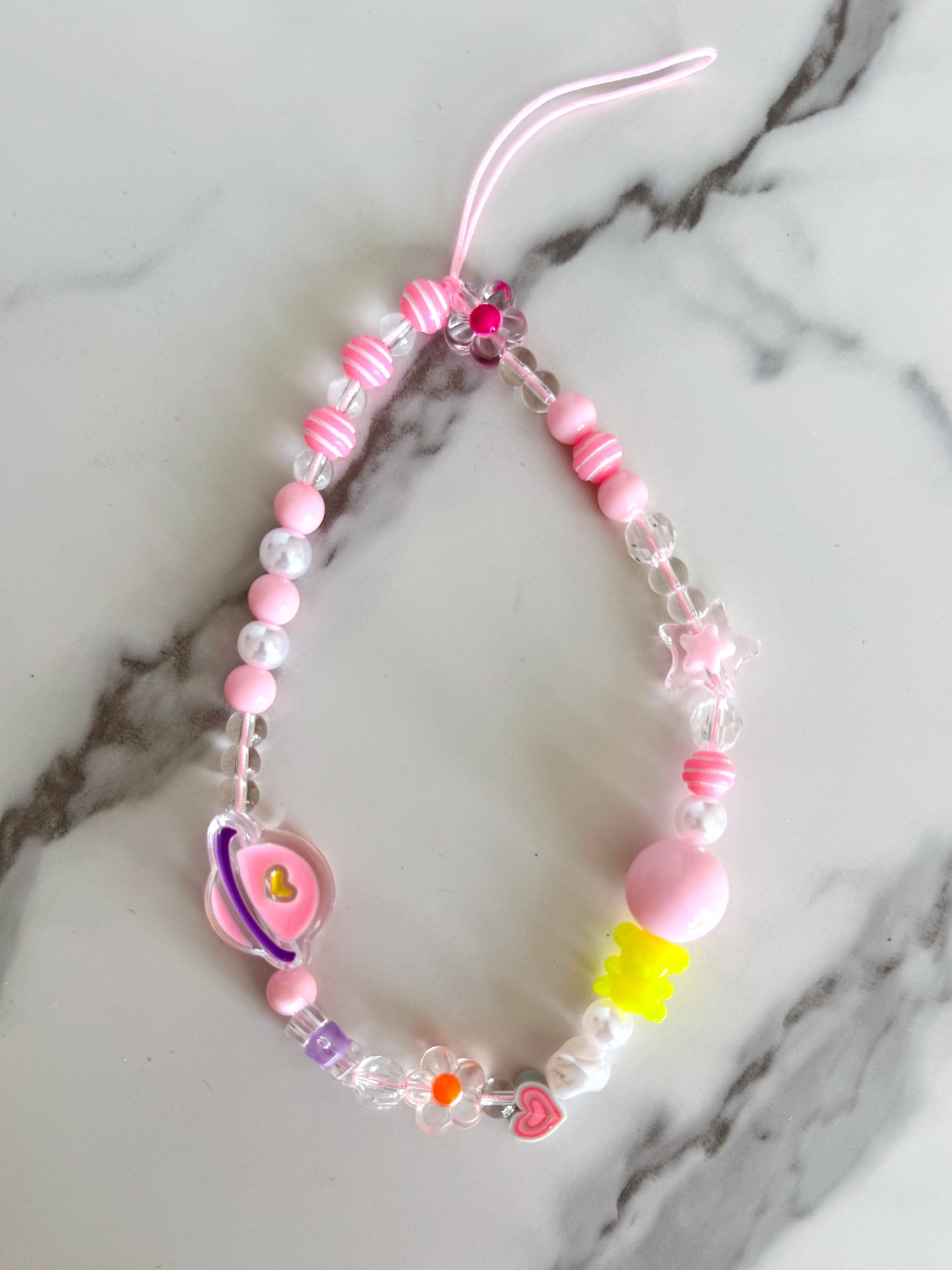 pink saturn phone charm strap
