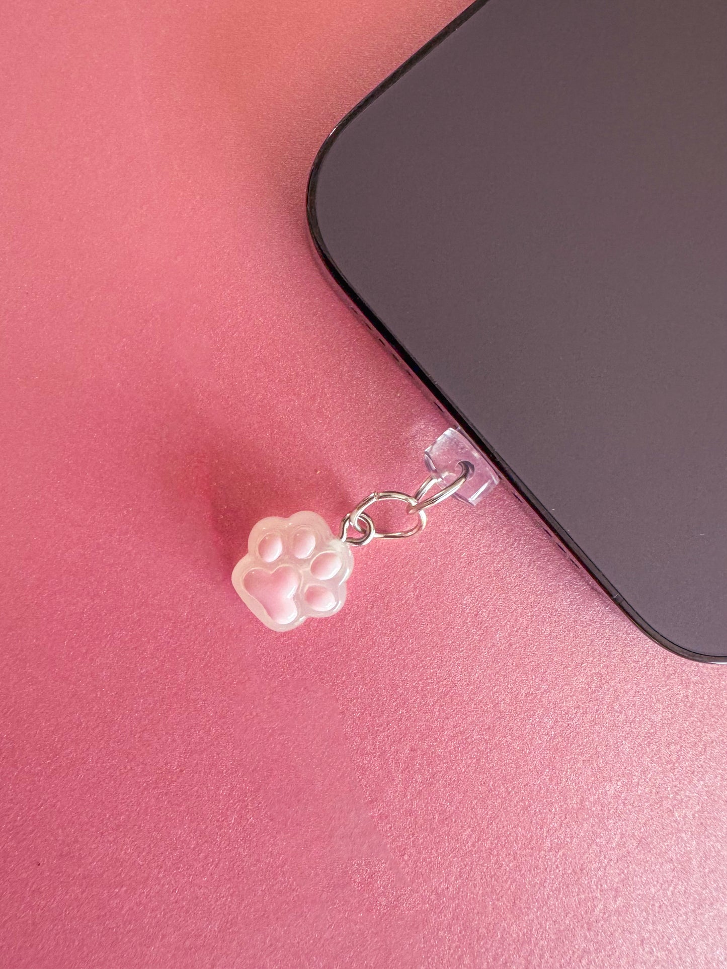 pink paw charge port charm
