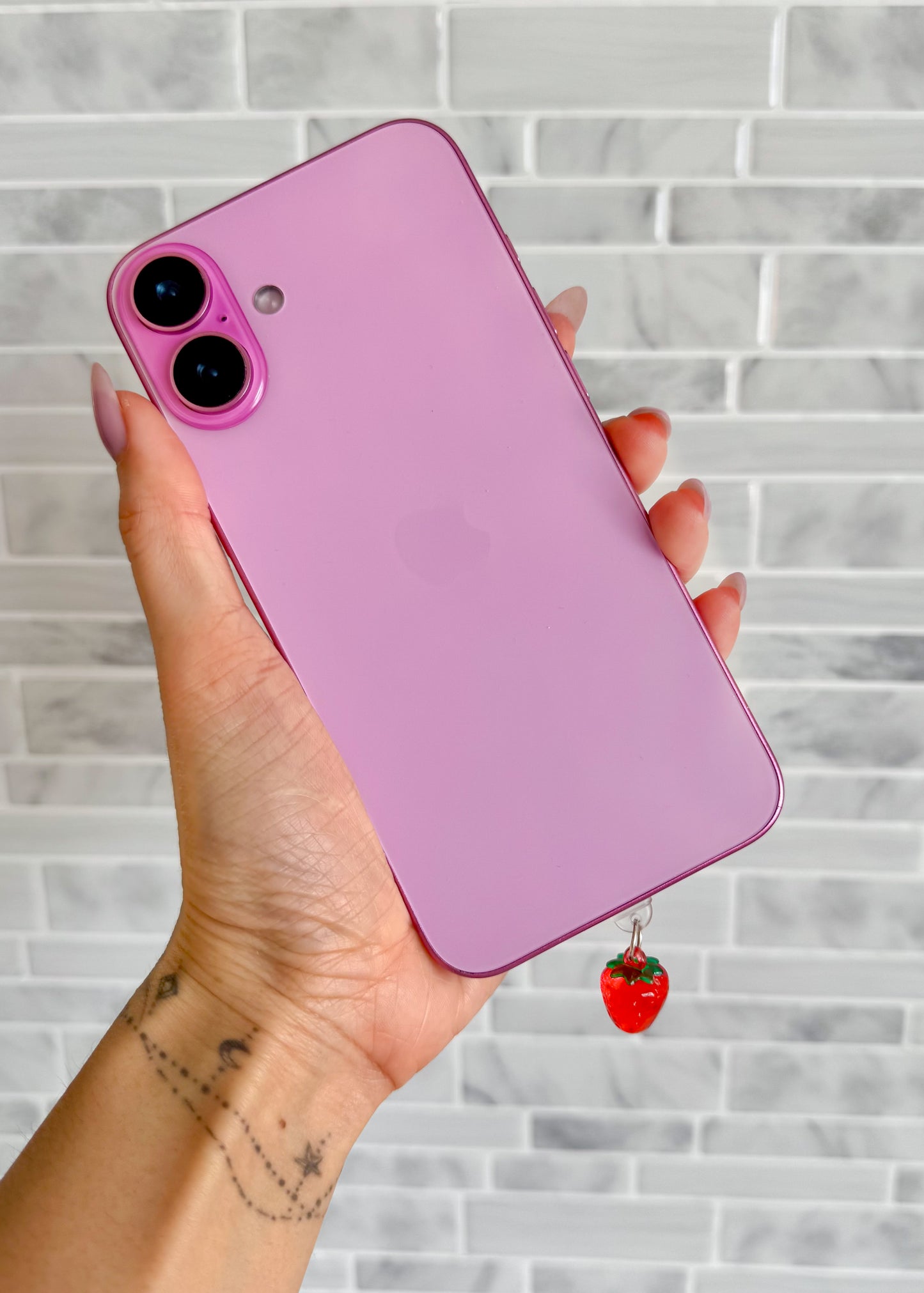 strawberry charge port charm