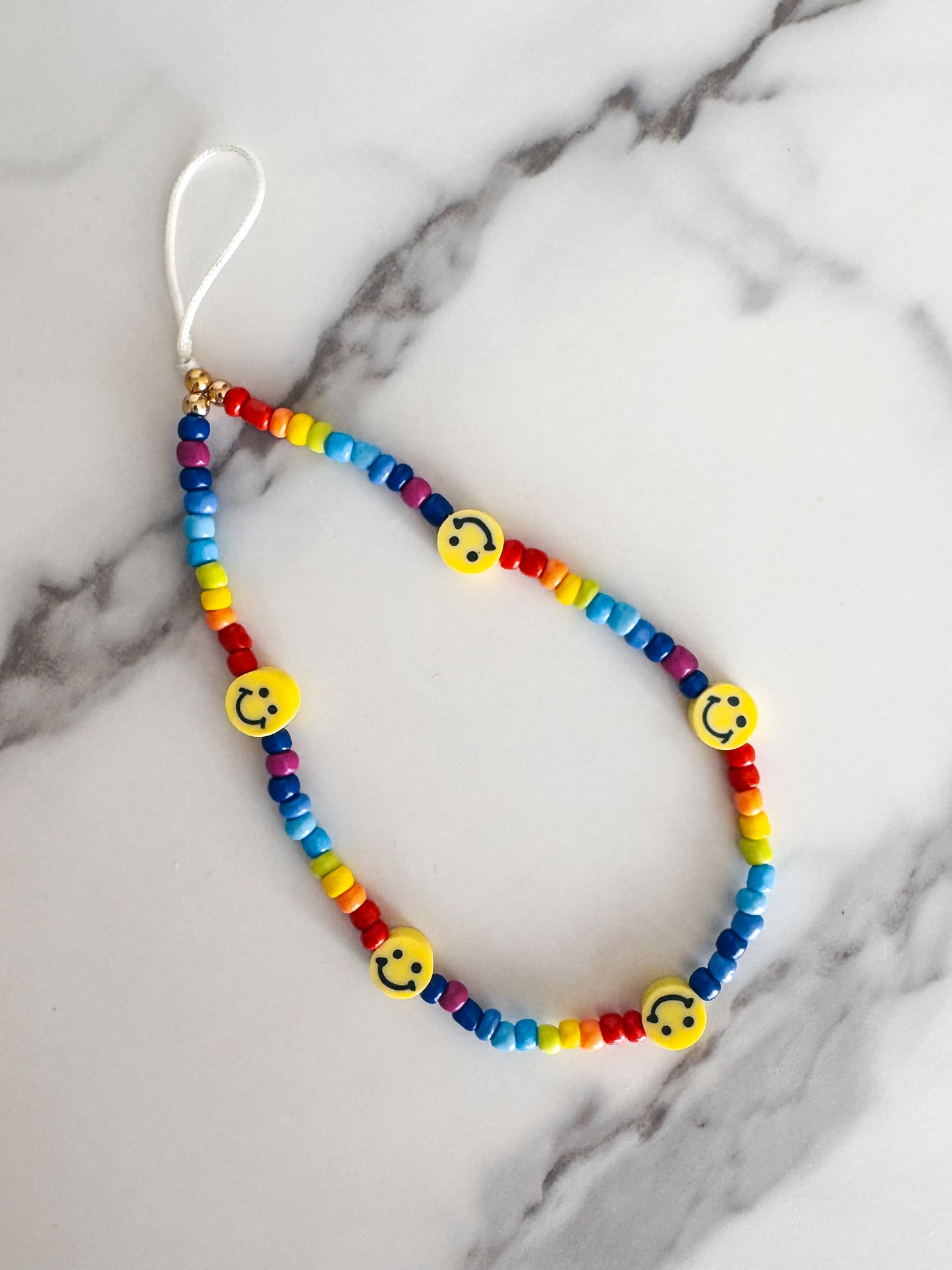 smiley rainbow phone charm strap