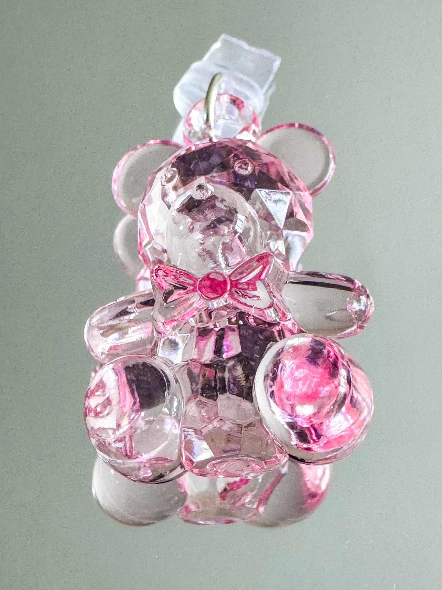 pink prism teddy bear charge port charm