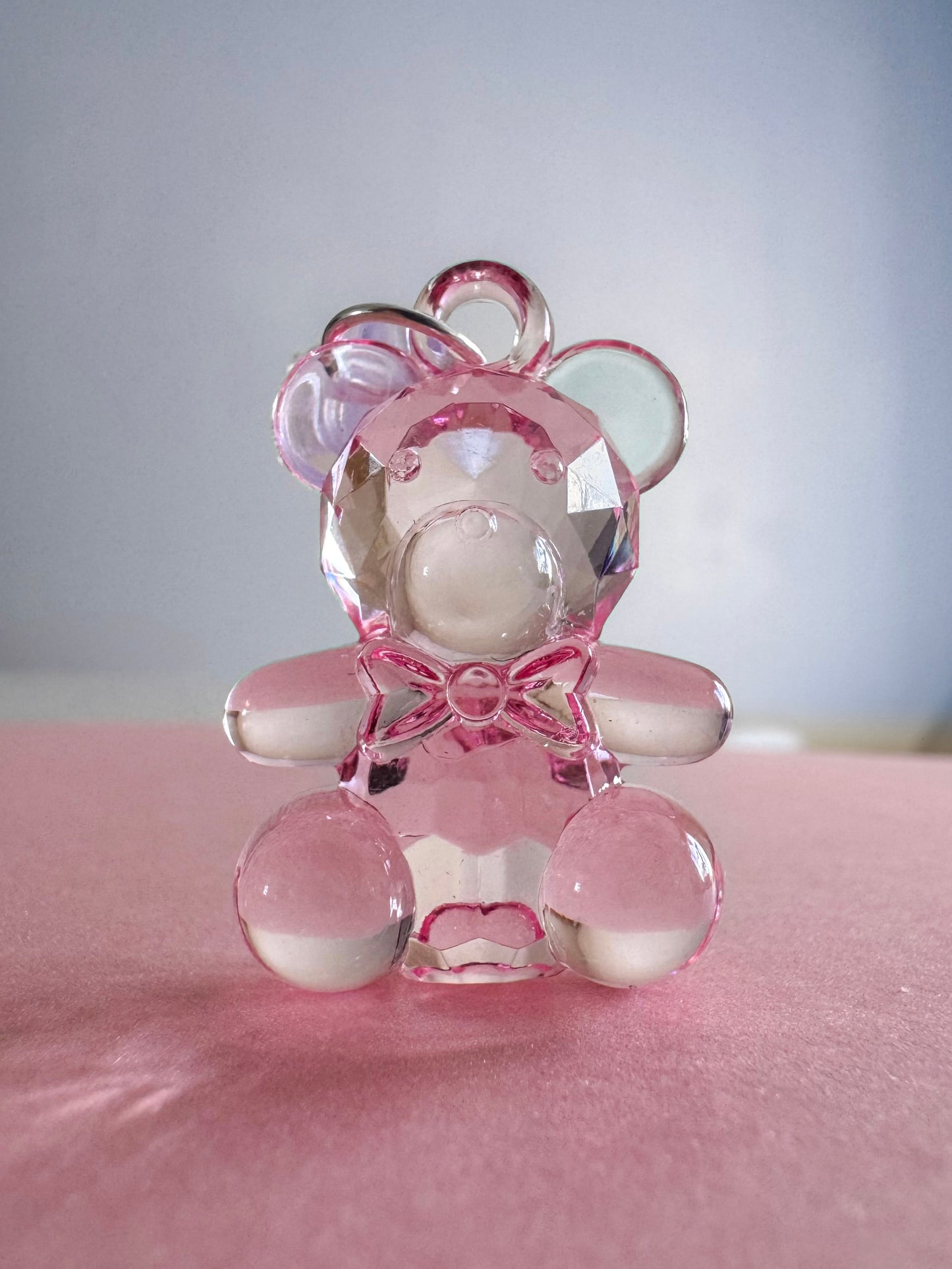 pink prism teddy bear charge port charm