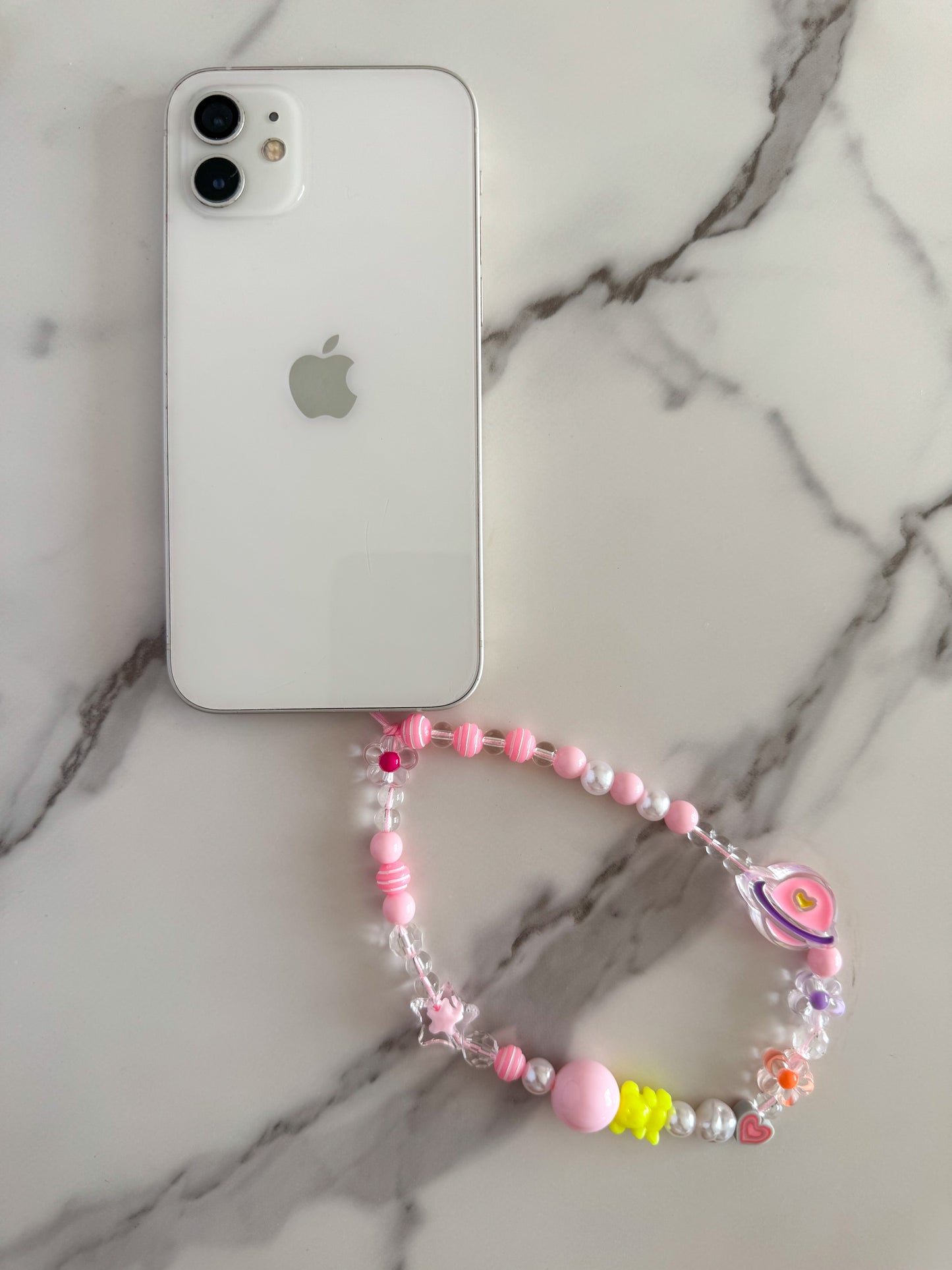 pink saturn phone charm strap