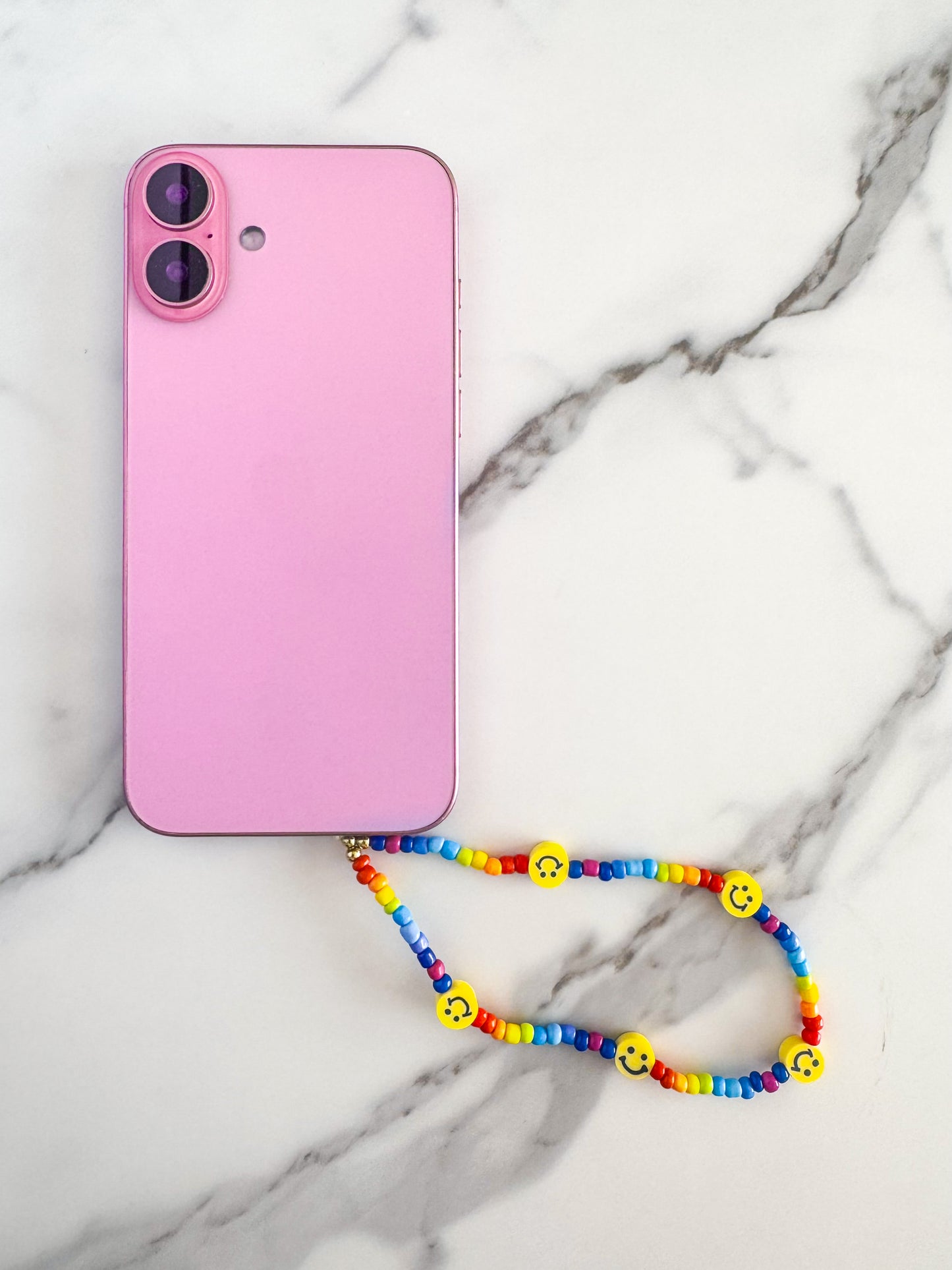 smiley rainbow phone charm strap