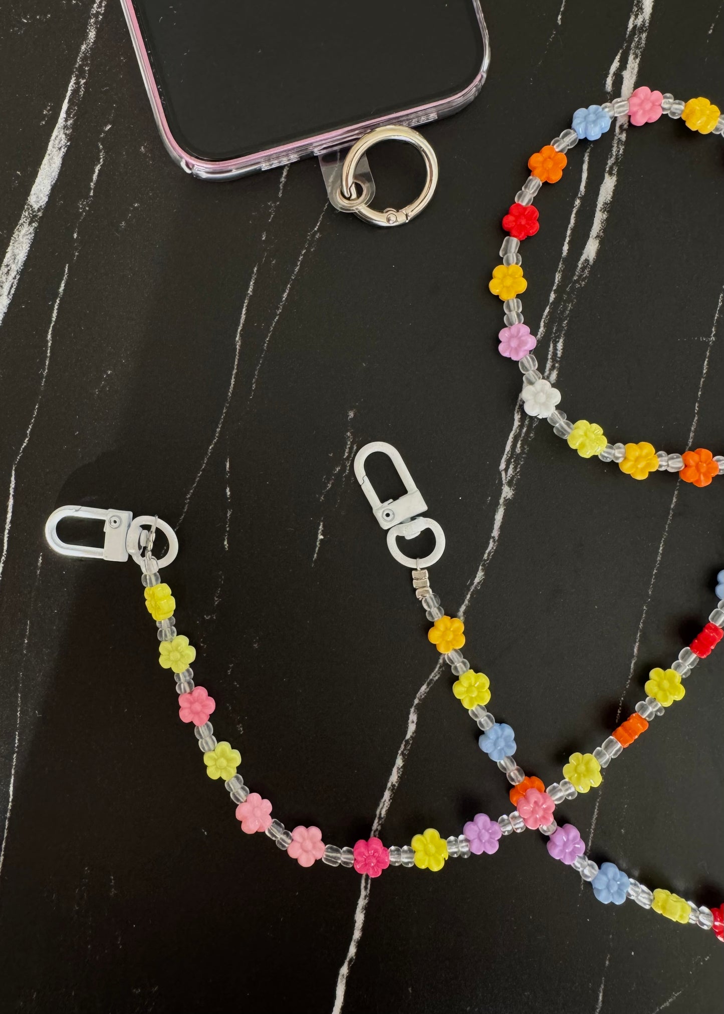 colorful daisy crossbody phone chain